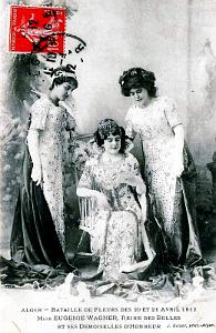 ALGER - BATAILLE DE FLEURS - MELLE WAGNER - REINE DES BELLES - AVRIL 1912